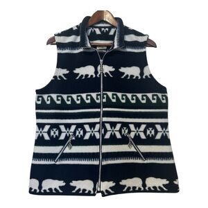 Vintage Polar Bear Patterned Fleece Vest LA Seat Covers Canada Size Large Unisex